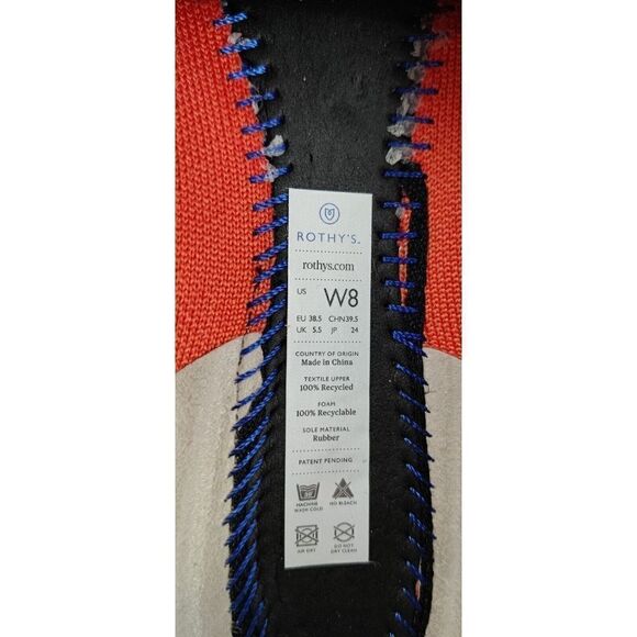 Rothy's ORANGE TEXTILE BLUE TRIM POINTED TOE FLAT BALLET SLIP ON SHOES Sz 8W - Picture 9 of 9